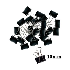 300 x Bulldog Negro Plegable 15mm Clips Metal Carpeta Abrazaderas de Papel Escuela Oficina - Imagen 1 de 9