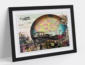VINTAGE NOSTALGIA TRAIN RAIL TRAVEL POSTER -FRAMED ART PICTURE PAPER PRINT - Picture 1 of 10