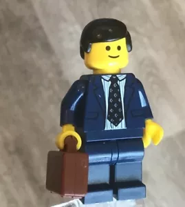 LEGO Minifig Businessman Manager Lawyer Attorney Agent Dark Blue Suit Black Hair - Picture 1 of 2