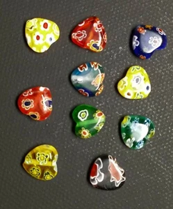 Lot of 50 Heart Shaped Glass Millefiori Beads, Asstd. Colors, Handmade, Jewelry - Picture 1 of 2