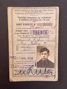 Carte d'identité SNCF 1931 - Carte famille nombreuse - Chemins de fer Français - Foto 1 di 2