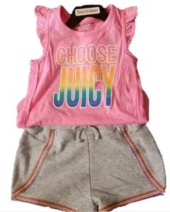 Juicy Couture Girl's Summer 2 Piece Tank and Short Set Multi Pink - Picture 1 of 1