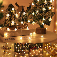 Snowflake 10/20 LED Fairy Lights Battery Globe Christmas Tree Tree Xmas Party