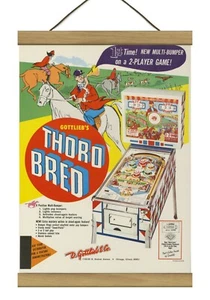 Rare Gottliebs "Thoro Bred Pinball" Original Promo Ad Mounted w/Magnetic Frame - Picture 1 of 3