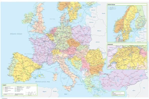 Mappa Europa A1 A2 del percorso europeo poster viaggio carta da parete murale murale educativo - Foto 1 di 14