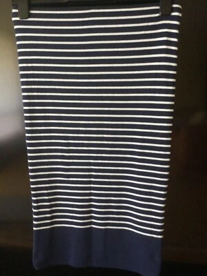 Polo Ralph Lauren Women's Striped Rib-knit Pencil Blue Skirt Sz M NWT $125.00 - Image 1 of 3