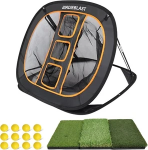 Golf Chipping Net mit Tri-Rasen Golf Schlagmatte, Golfschwung Übungstraining - Bild 1 von 5