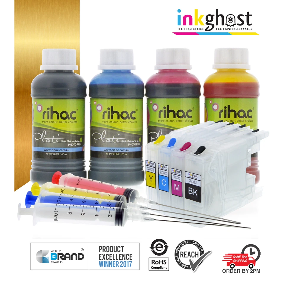 Refillable ink Cartridges Kit Brother LC40 LC73 LC77 DCP-J725DW MFC-J6910DW etc - Image 1 of 1