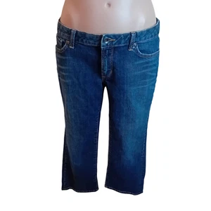 Womens Y2K Banana Republic Denim Capri Jeans Dark Wash Cropped Wide Leg Pants 10 - Picture 1 of 16