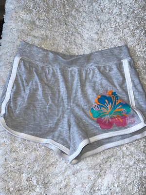 Faded Glory Girls Sz. 14/16 Gray Knit Tropical Flower Sport Shorts. Cute - Image 1 of 4