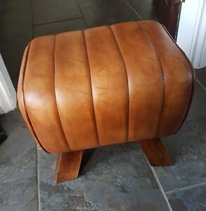 Leather Footstool Genuine Leather foot rest pommel horse style pouffe 