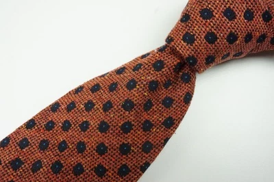Corbata Cesare Attolini Naranja Rojo Índigo Tejida Polkadot Mezcla Seda TOTALMENTE NUEVA Foto 1 de 4