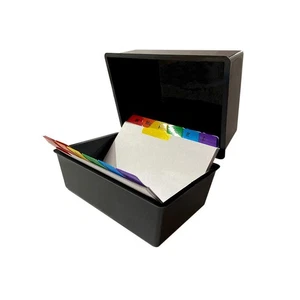 Indigo® 8x5" Black Index Card Box with A-Z Guide Cards for Organizing - Picture 1 of 9