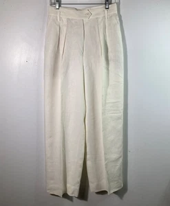 Pantalón Escada Margaretha Ley Lino Plisado Frontal Blanco 3US6 - Imagen 1 de 9