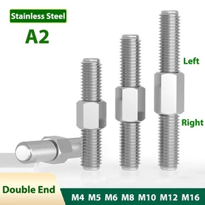 Doppelend Stehbolzen Schraube Edelstahl A2 Sechskantschraube Stange Links- & Rechtsgewinde - Bild 1 von 55