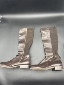 Botas de montar Michael Kors de cuero marrón hasta la rodilla para mujer hebillas doradas 10 m - Imagen 1 de 18