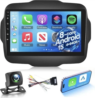 Rádio GPS estéreo automotivo Android para carro Jeep Renegade Apple Carplay 2015-2020 - Imagem 1 de 4