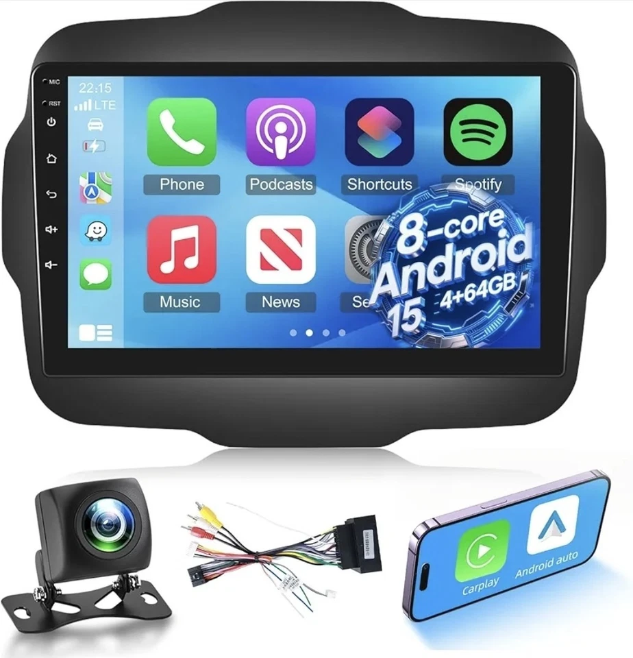 Radio estéreo GPS para auto Jeep Renegade Apple Carplay Android 2015-2020 Foto 1 de 4