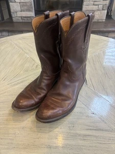 Lucchese Classics Mens 11B Black Cherry Goat Leather Cowboy Roper Boot L3541R9 - Picture 1 of 6