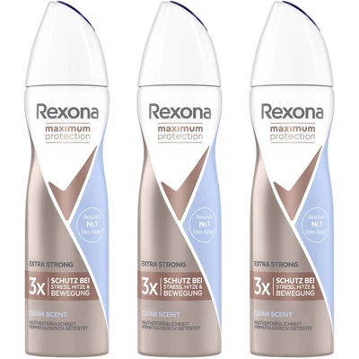 3x Rexona Maximum Protection Anti-Transpirant Spray Clean Scent je 150 ml - Bild 1 von 2