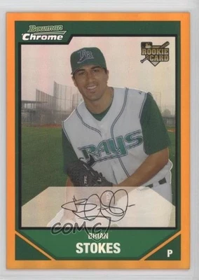 2007 Bowman Draft Chrome Orange Refractor /25 Brian Stokes #BDP37 - Image 1 of 2
