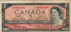 Banknote Canada P76b 2 Dollars 1961 - Picture 1 of 2