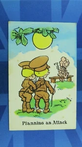 WW1 Militär Comic Postkarte 1914 1918 Britische Armee Soldaten PLANUNG EINES ANGRIFFS - Bild 1 von 2
