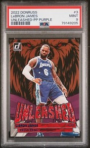 LOW POP (PSA 9 ) 2022 PANINI DONRUSS UNLEASHED 3 LeBRON JAMES PRESS PROOF PURPLE