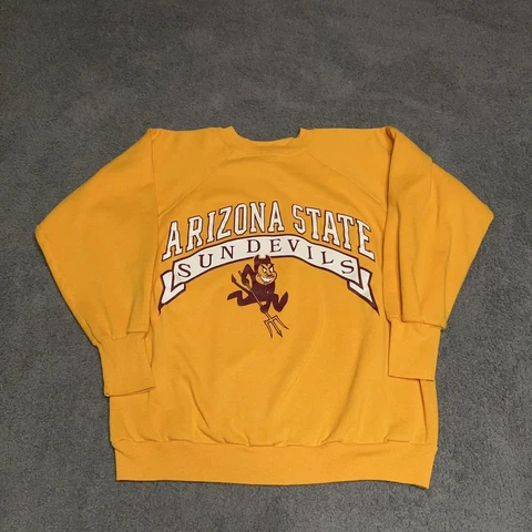 Arizona State Sun Devils Sweatshirt Adult Medium Yellow Vintage Pullover ASU Cover