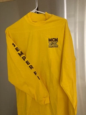 2011 Marine Corps Marathon 10k yellow mock long sleeve t shirt adult medium New - Image 1 of 4
