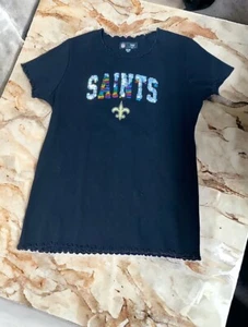 Team NFL “Saints” New Orleans Black T Shirts Girls 10/12 - Picture 1 of 1