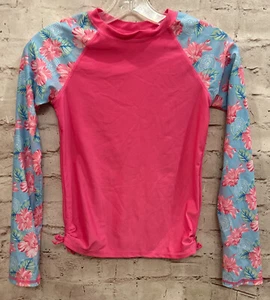 Top de natación Wallflower niña protector contra erupciones talla 14 rosa tropical floral manga larga NUEVO - Imagen 1 de 3