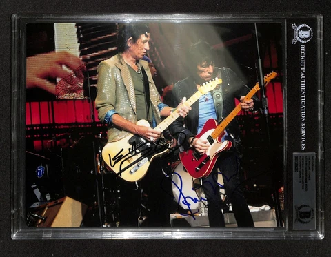 The Rolling Stones Band x2 Signed 8X10 Photo Auto Grade 10 BAS (Grad Collection) Cover