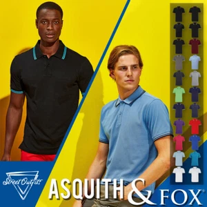 Mens Tipped Polo Shirt Classic Short Sleeve Jersey Top Tee Asquith & Fox S-3XL - Picture 1 of 28