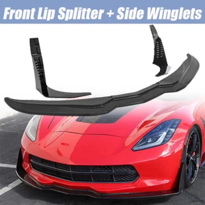 Carbon Fiber Front Lip Splitter For 14-19 Chevrolet Corvette C7 Stingray Stage 3 - Picture 1 of 16