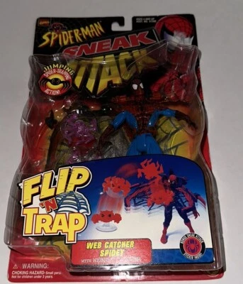 Spider Man Sneak Attack Flip 'n Trap Web Catcher Spidey 1998 De colección Nuevo Foto 1 de 4