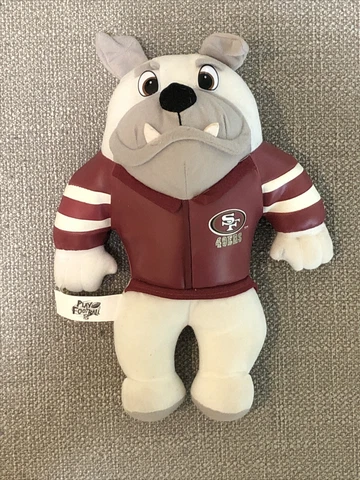 San Francisco 49ers Bulldog Bull Dawg Pound 10” VTG 1998 Plush NFL Play Football Cover