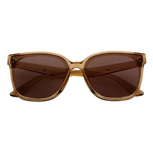 MYA - Polarized Womens Oversize 3 Pin Cat Eye Sunglasses Clear Brown - Picture 1 of 10