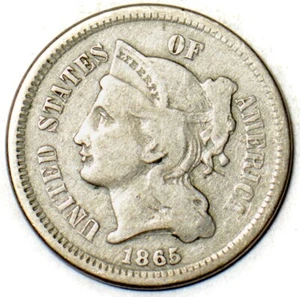 1865 Three Cent Nickel - Picture 1 of 2
