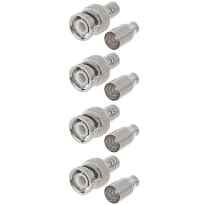 4 Pcs BNC Male Crimp On Connector For RG6 Coax Coaxial Cable Adapter CCTV Camera - Image 1 of 2