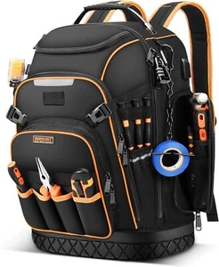 Tool Backpack Bag, HVAC Bags for Men, Heavy Duty Black-Orange - Picture 1 of 9