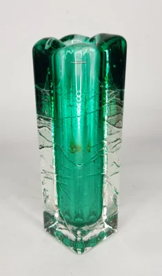 Vase Blumenvase 70er Jahre Vintage Glas Grün Blau Türkis Zylinder / BK10 - Bild 1 von 4