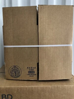 25 - 4 x 4 x 4" U-Line Corrugated Kraft Shipping Boxes S-4040 (5518) - Image 1 of 2