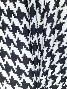 Black/White Houndstooth Print Nylon Spandex Swimsuit Fabric by the Yard Stretch - Picture 1 of 12