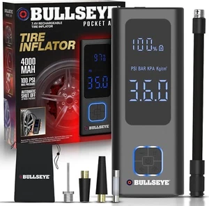 Bullseye Pocket Air Gonfiatore Pneumatici 4000mAH Ricaricabile Elettrico Pompa Portatile - Foto 1 di 6