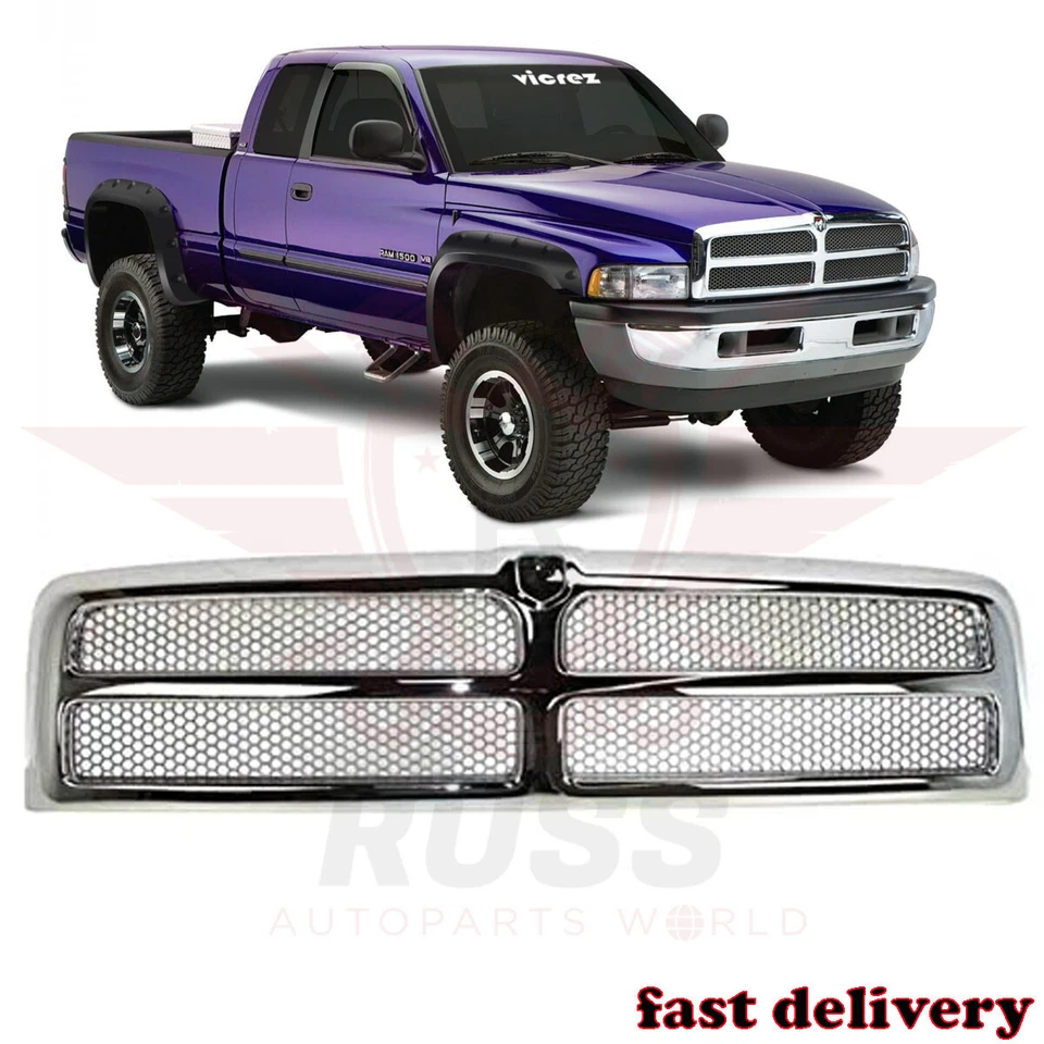 New Front Grille Chrome Frame Fits 1994-2002 Dodge Ram 2500 Pickup CH1200178 — 第 1/4 张图片
