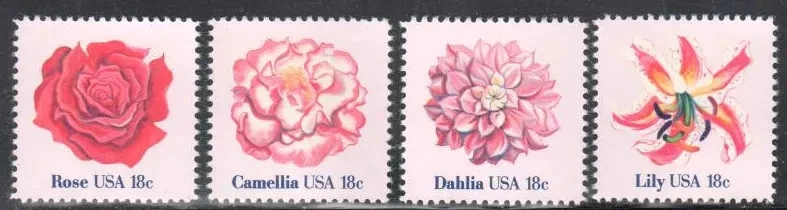 US Flowers 18c Stamp Set of 4 singles Scott #1876 - 1879 - Image 1 of 1