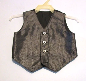 Little Boys Dress Suit Vest Size Tag Missing Black w/Silver EUC!!! - Picture 1 of 2