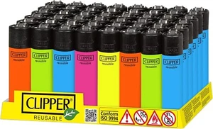 Clipper - Classic Large Reusable Lighter 48 Pack - Solid Flourescent - Picture 1 of 6