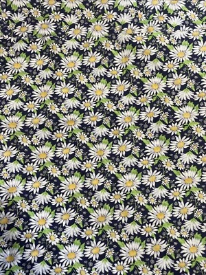 Fabric Traditions Daisies On Navy Cotton fabric 2.5 Yards Long x 44" Oop - Image 1 of 4